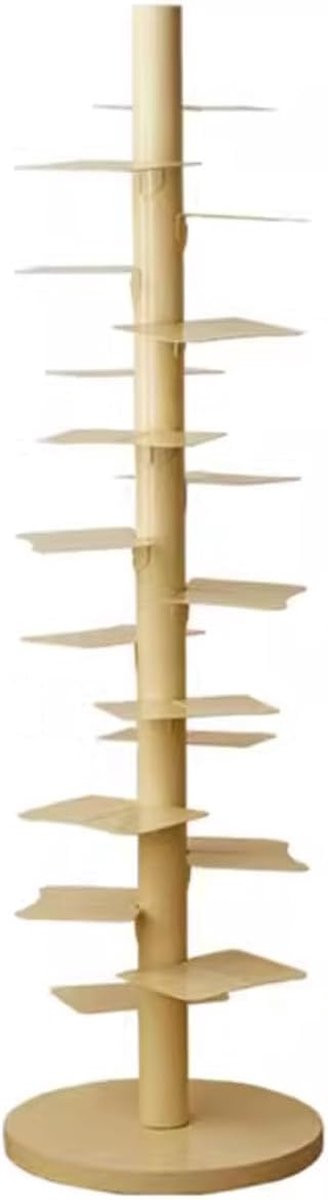 Boekenkast Toren Beige - 18 Laags Verticale Opslag met Zwevend Effect