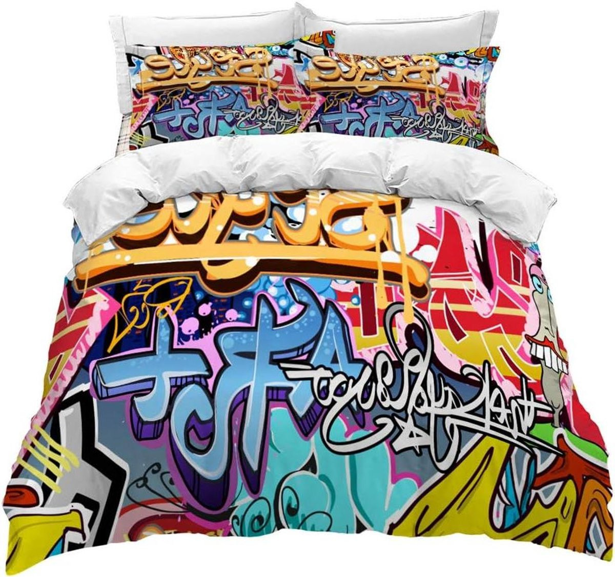 Dekbedovertrekset Graffiti Street Art Design Multicolor 135x200 cm