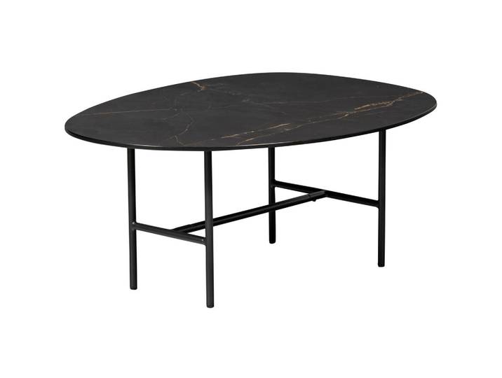 Livetastic Couchtisch Vajen, Schwarz, Metall, Keramik, Marmoroptik, organisch, Rundrohr, 60x34x80 cm, Wohnzimmer, Wohnzimmertische, Couchtische, Couchtische Marmoroptik