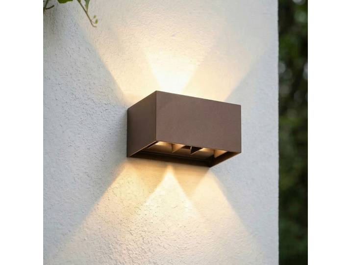 Applique d'extérieur LED Nivar, couleur rouille, à 4 lampes, 20 cm, IP54 - Lindby - Terrasse - Moderne - Aluminium - Angulaire