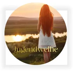 Jugendweihe Karten mit eigenen Fotos gestalten im Design "Einladungskarte Jugendweihe: Rund mit Foto" - Musterkarte - Karten einfach online bei wunderkarten gestalten und bestellen