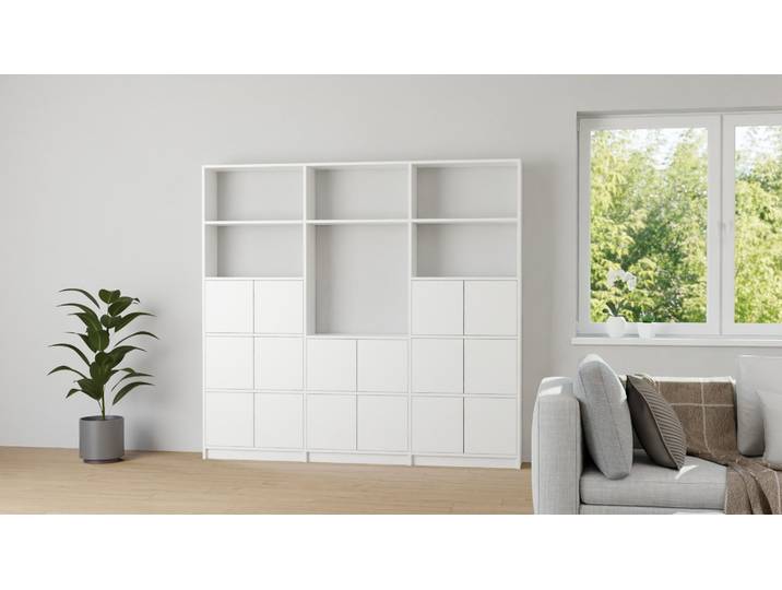 Stylische TV Wand - TV-Regal nach Maß MDF Beschichtet MDF Weiß matt