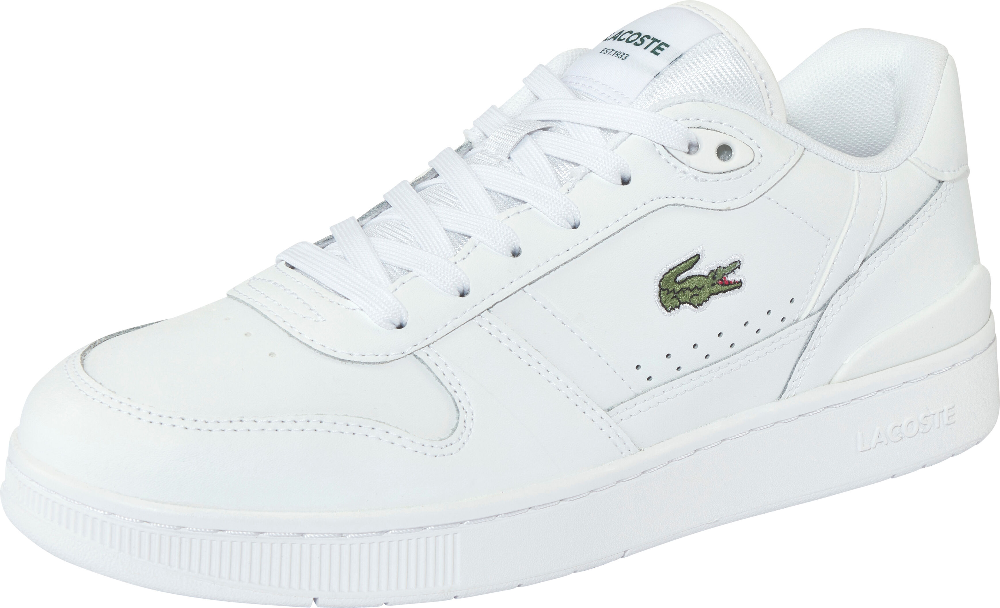 Sneaker LACOSTE "LACOSTE T-CLIP", Herren, Gr. 44,5, Polyester, weiß (wht, wht), Leder, Schuhe Sneaker
