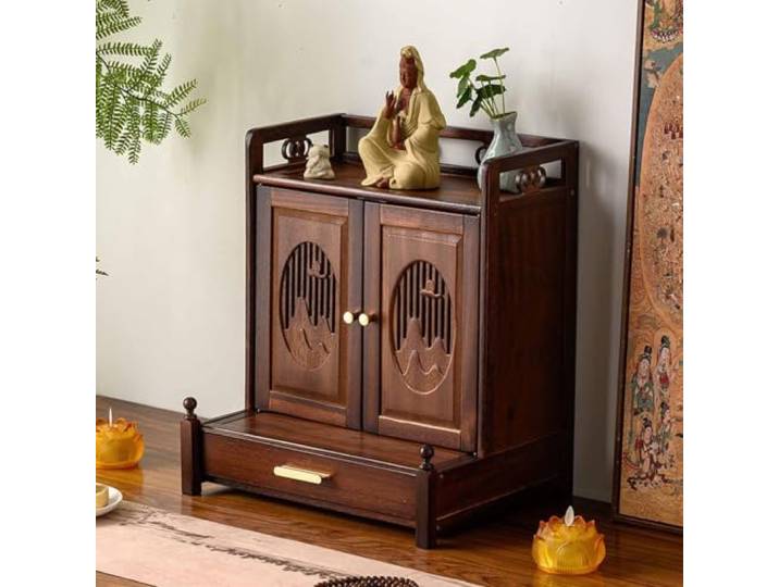 Wandmontierter Buddhismus‑Altar，Buddhistische Altar-Buddha-Nischen, Schrein Wand- & Tisch-Buddha-Schrein Mit Aufbewahrungsschublade, Buddha-Altar，Meditation Räucherwerk Zen Regal，Für Zuhause