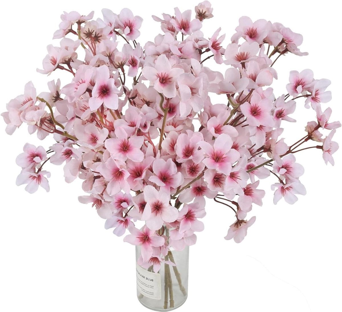 Set van 6 roze zijden kunstbloemen en takken voor decoratie