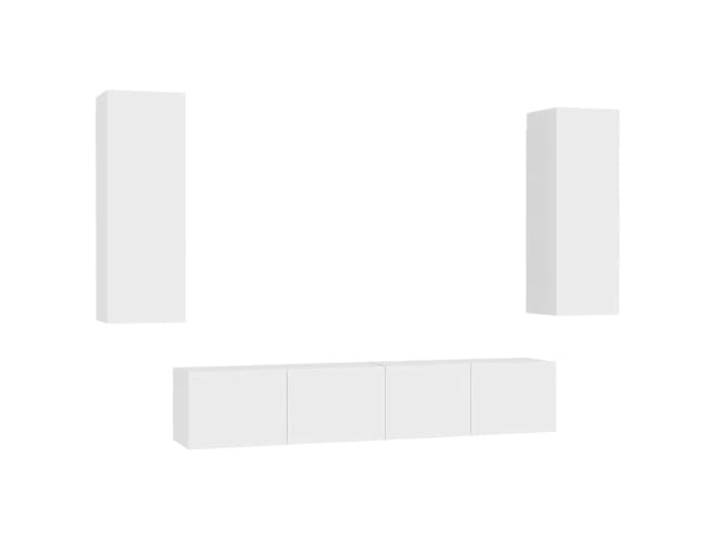 GKHPYURE TV-Möbel-Set, 4-teilig, weiß, Holz, mehrschichtig 2 große Teile 80 x 30 x 30 cm, 2 mittelgroße Teile 30,5 x 30 x 90 cm, Montage erforderlich