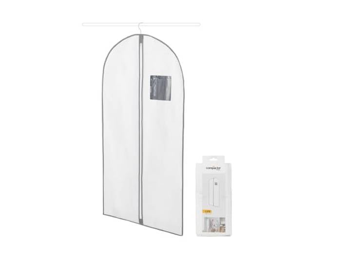 Compactor - Housse longue pour vêtements L\, blanc avec liseré gris Housse longue pour vêtements à suspendre\, taille L\, coloris blanc avec liseré gris.