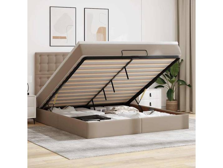 vidaXL Ottoman-Bett mit Matratze & LEDs 180x200cm Kunstleder