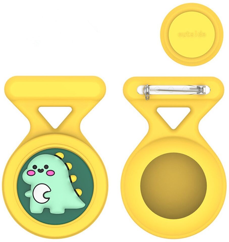 INCOVER AirTag 1. & 2. Gen. Silikone Cover m. Broche & Motiv - Dinosaur