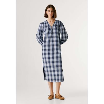 Maxikleid PEPE JEANS "Kleid BIANC DRESS", Damen, Gr. L, Normalgrößen, deep sea blau, 100% Baumwolle, Kleider Maxikleid