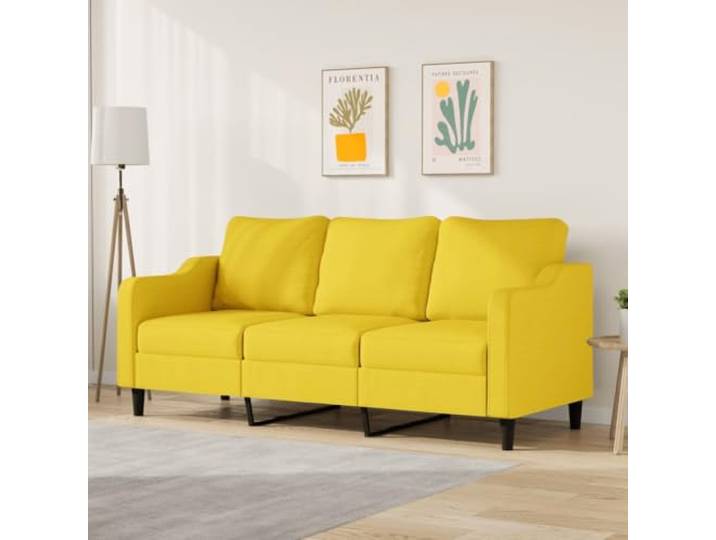 pokgdf 3-Sitzer-Sofa Hellgelb 180 cm Stoff Metallgestell, Dick Polsterung, Belastbar Bis 110 Kg Pro Sitzplatz, Modernes Design