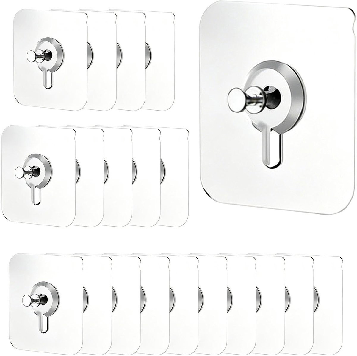 Schroefstickers Zonder Boren - 20 Stuks Zelfklevende Haken - Roestvrij Staal - Zilver