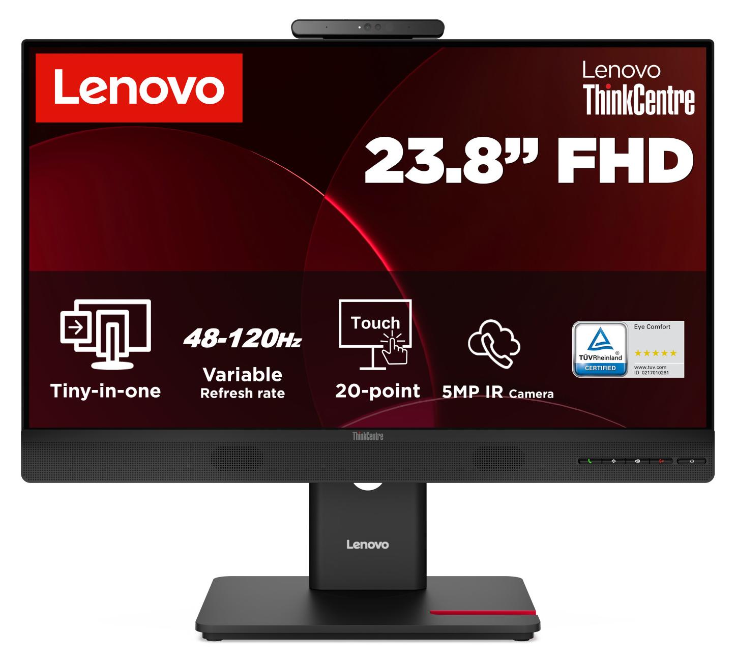 Lenovo ThinkCentre TIO24 Gen6 Monitor, 60,5 cm (23.8"), 1920 x 1080 Pixel, Full HD, LED, 6 ms, Schwarz