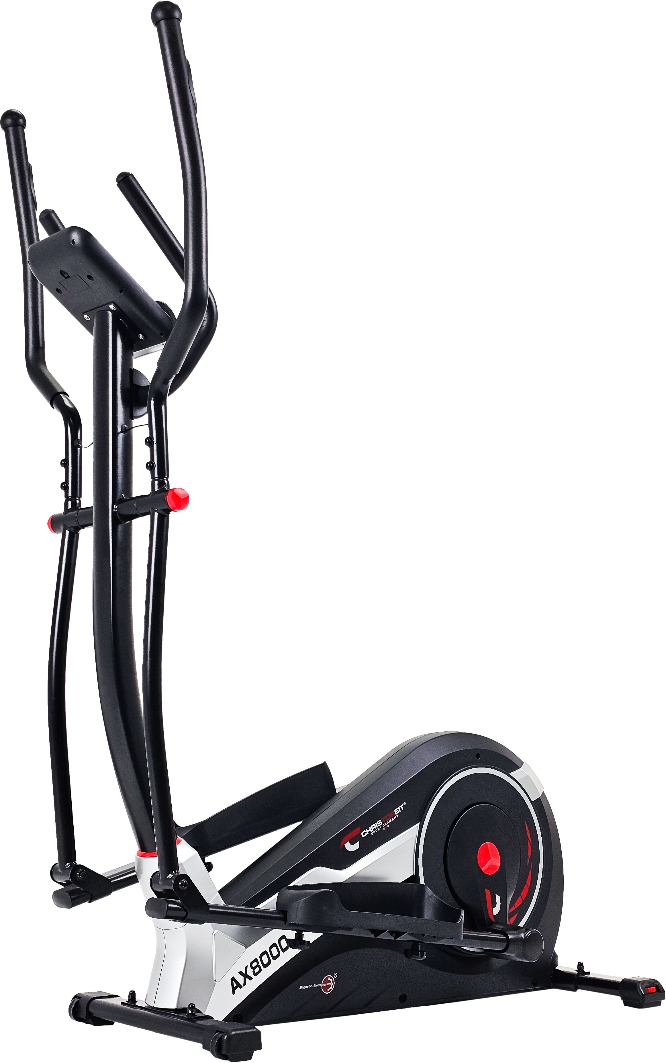 Crosstrainer-Ergometer CHRISTOPEIT SPORT "AX 8000" Gr. 1, rot (schwarz, rot, silberfarben), Crosstrainer, ohne Unterlegmatte, Crosstrainer-Ergometer, 150 kg max. Benutzergewicht, 24 Widerstandsstufen, B:60cm H:163cm L:120cm, Topseller