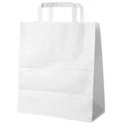 250 Weiße Papiertragetaschen 26 + 14 x 32 cm – Einkaufstaschen mit Innenhenkel