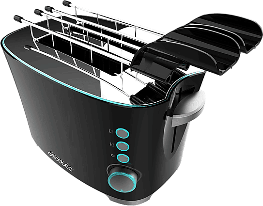 Tostadora - Cecotec Toast&Taste; Double B, 650 W, 2 ranuras, rebanadas, 7 niveles tostado, Negro