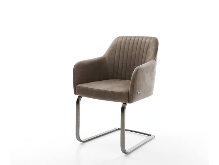 Cantilever Greg Flex microvelours taupe vintage pied cantilever plat grafiete ressorts ensachés