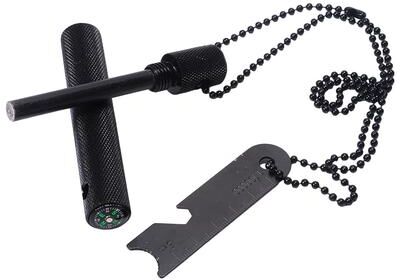 Smart Shopping Spot Magnesium Fire Starter With Compass Outdoor Survival Fire Starter Tool black