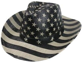 LightInthebox Men's Kentucky Derby Hat Cowboy Hat Black Yellow Polyester Print Stylish Travel Western Cowboy Outdoor Vacation Flag Breathable