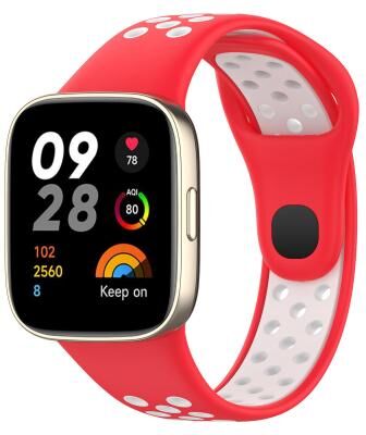 Everyday Crate Redmi Watch 3 Silicone Watch Band Two Color Sports Watch Strap With Secure Press Button red White