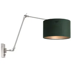 Wandlampe Schlafzimmerleuchte Gelenkleuchte verstellbar Stahl Textil grün Kabel