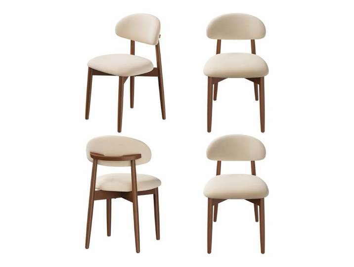 Chaises de Salle à Manger WOLTU - Lot de 4 - Chaises élégantes Chenille - Pieds Bois massif - Beige