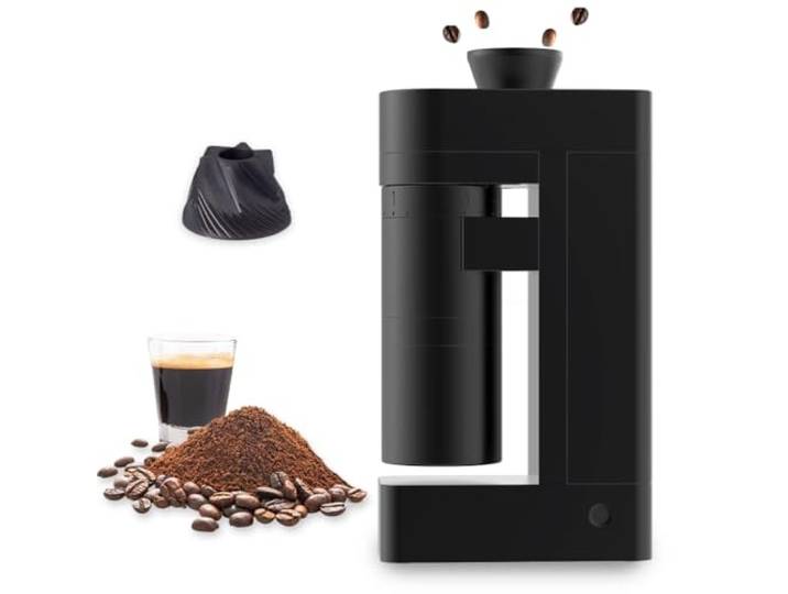FEMOBOOK-A4 Elektrische Kaffeemühle mit Kegelmahlwerk, Schwarz Single-Dose-Espressomühle, USB-wiederaufladbare kabellose Kaffeemühle