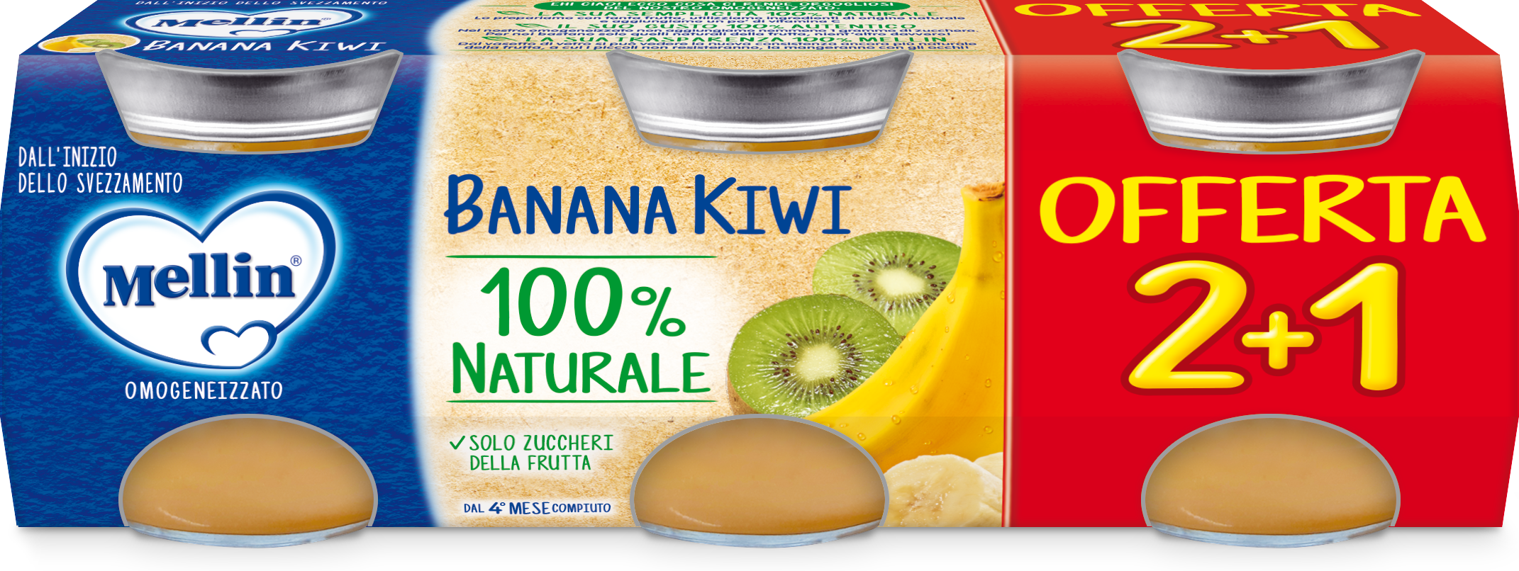 Mellin Omogeneizzato Banana Kiwi 3 Pezzi