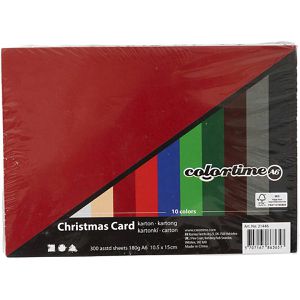 Colortime Tonpapier Weihnachts-Karton, A6, 10 Farben sortiert, 180g/m², 300 Blatt