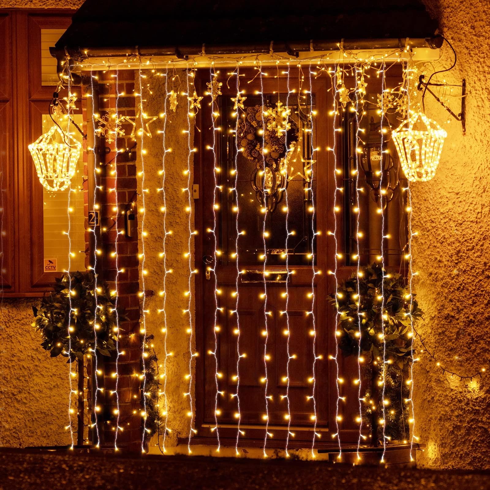 Salcar LED-lichtgordijn warm wit licht, 9 x 3 meter, IP44