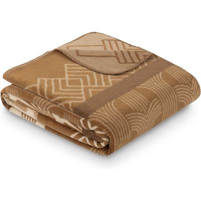Wohndecke IBENA "Jubiläumsdecke 200 Jahre IBENA", braun (curry, 1916), B:150cm L:200cm, Baumwolle, Polyacryl, Polyester, Wohndecken, Wohndecke, limitierte Kollektion