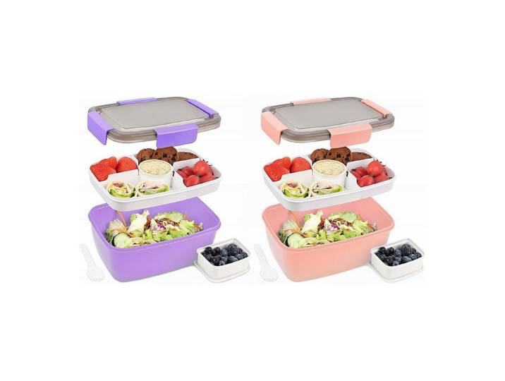 LuxusKollektion Lunchbox Lunchbox Brotdose Bento Erwachsene 2000ML 2000ml-2set-lila Dunkelrosa, Kunststoff