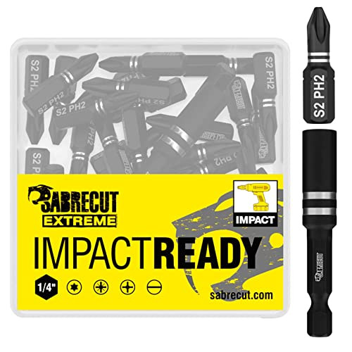 SabreCut 21-delige Impact Bitset met Bithouder, 25mm PH2, Zwart Oxide Afwerking