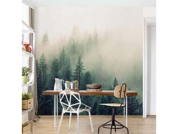 Papier peint Forêt dans le brouillard 192 x 192cm 192 x 192 cm