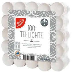Gut & Günstig Teelichter 100 Stück weiß, 1.2 cm