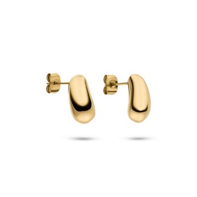 Paar Ohrstecker S.OLIVER "Schmuck Geschenk Edelstahl Ohrstecker The Bean", gold (gelbgoldfarben), Ohrringe, Damen, 7,2mm, Edelstahl
