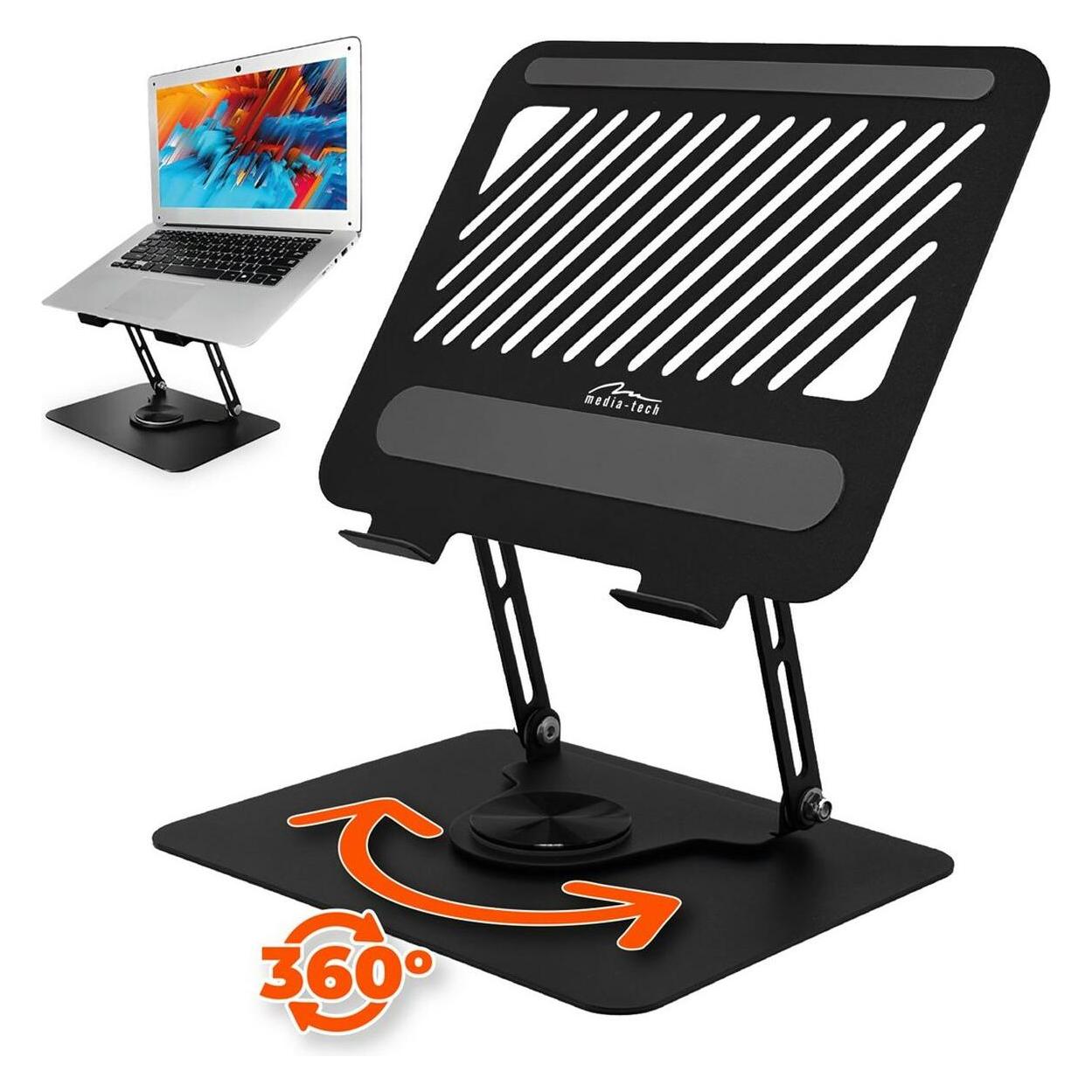 Media-Tech Verstellbarer drehbarer ergonomischer Laptopständer 10-17" LAPTOP STAND ROTO MT2662 (MT2662)