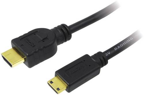 LogiLink HDMI Anschlusskabel HDMI-A Stecker, HDMI-Mini-C Stecker 1.50 m Schwarz CH0022 4K UHD, Audio Return Channel, vergoldete Steckkontakte