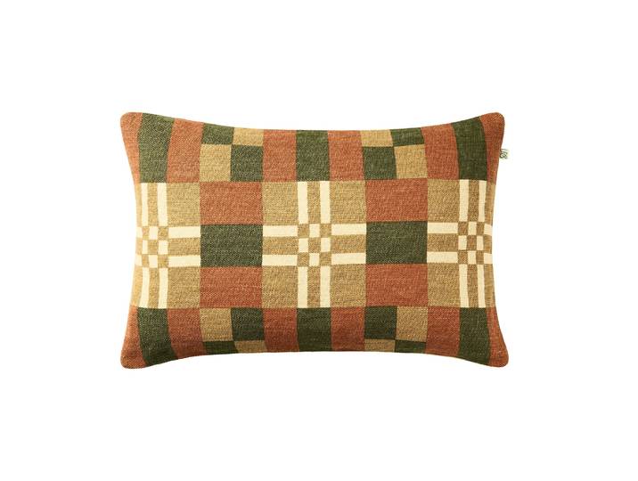 Chhatwal & Jonsson Housse de coussin Ravi Apricot Orange-Cactus Green-Khaki, 40x60 cm
