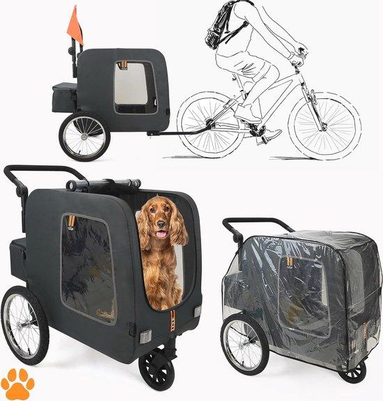 3-in-1 Haustier Fahrrad- und Spazierwagen - Hundeanhänger, Einkaufswagen, Klappbarer Jogger mit Regenhaube