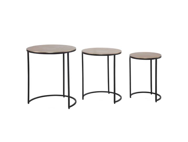 Lot de 3 tables gigognes en aluminium, doré