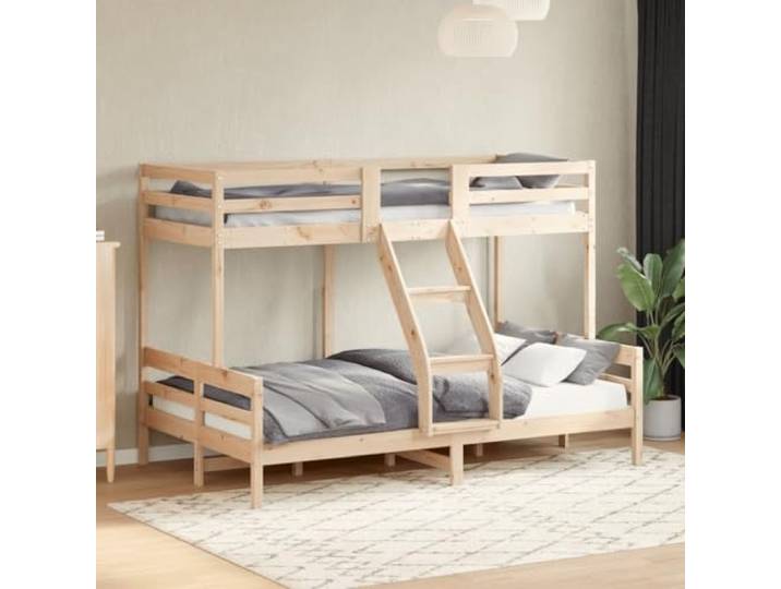 RJPLMFV Etagenbett, Massivholz, 80 x 200/120 x 200 cm, ohne Matratze Rahmen aus massivem Kiefernholz, 2 Einzelbetten, Sicherheitsgeländer, kompaktes Design