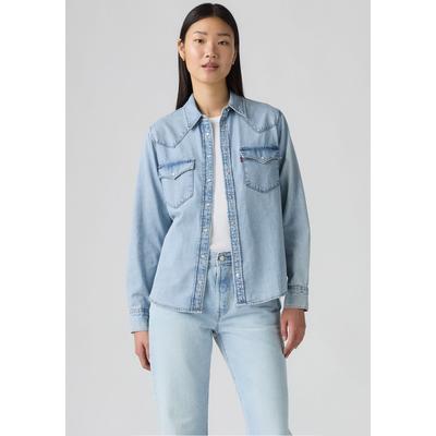 Hemdbluse LEVI'S "THE ULTIMATE WESTERN", Damen, Gr. L (40), big discussion, Web, Obermaterial: 100% Baumwolle, unifarben, regular fit normal, Manschette, Blusen Hemdbluse, mit Brusttaschen