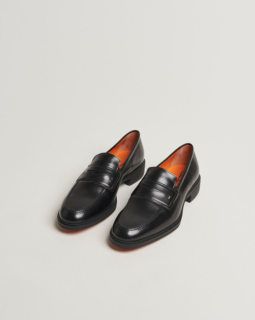 Santoni Easy Penny Loafer Black Calf men EU46 Sort