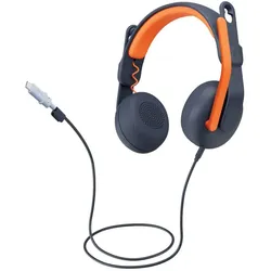 Logitech Zone Learn Kopfhörer Kabelgebunden Kopfband Ausbildung USB Typ-C Blau, Orange