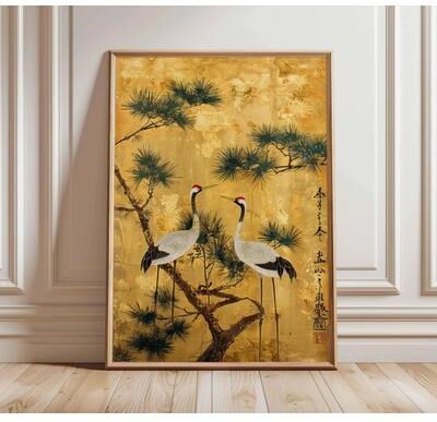 Uplifted Goods Architectural Japanese Heritage Wildlife Canvas Art s 19.69 X 27.56 In unframed