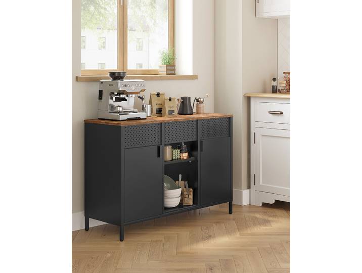Kommode Serdam - Breite 110 cm 110 x 76 x 40cm Schwarz/Braun