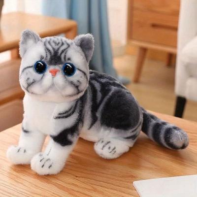 Uplifted Goods Lifelike American Shorthair Plush Cat grey