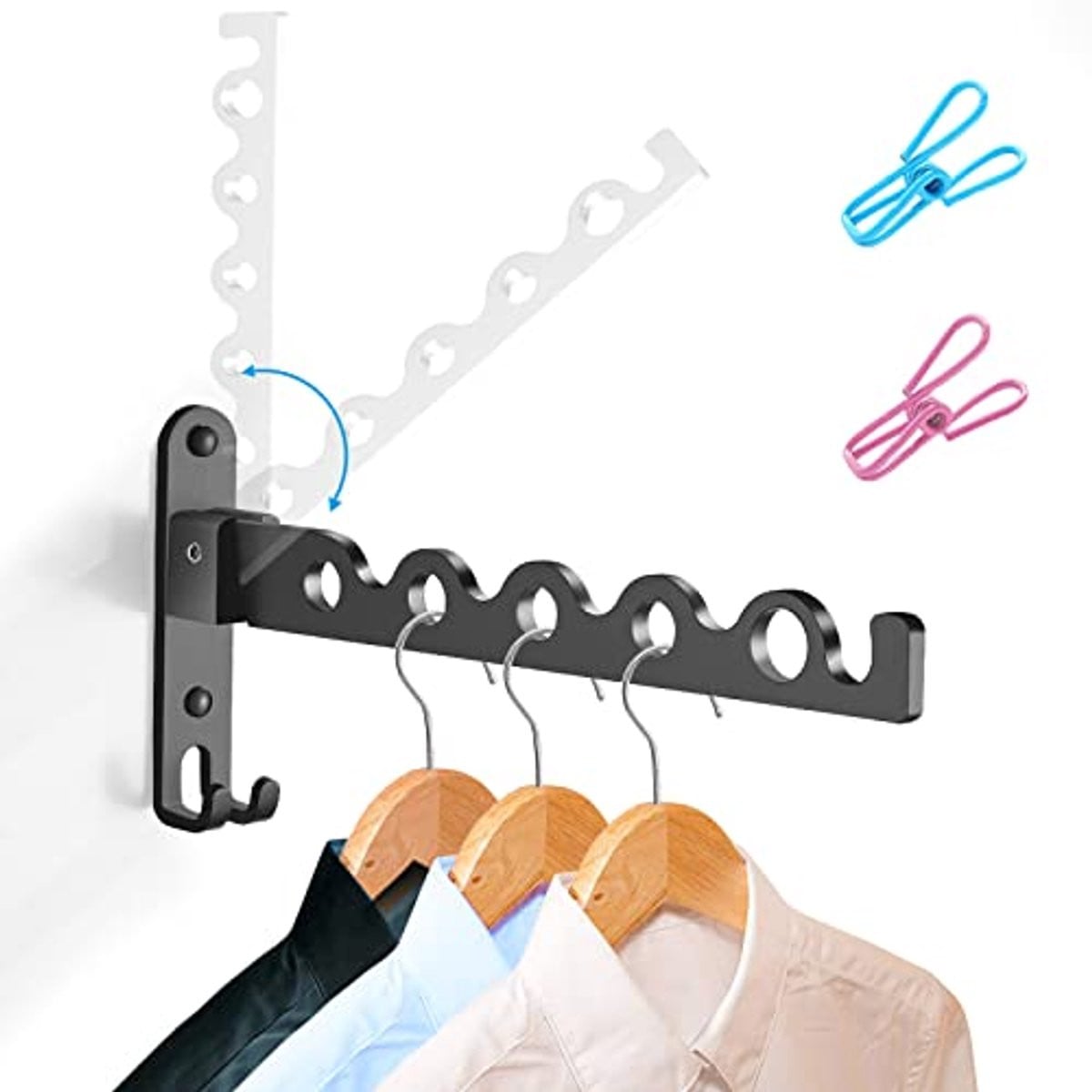 Vouwbaar Kledingrek Wandmontage - Ruimtebesparende Muurhangers voor Kleding en Accessoires