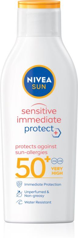 NIVEA SUN Sensitive Immediate Bräunungsmilch für empfindliche Haut SPF 50+ 200 ml